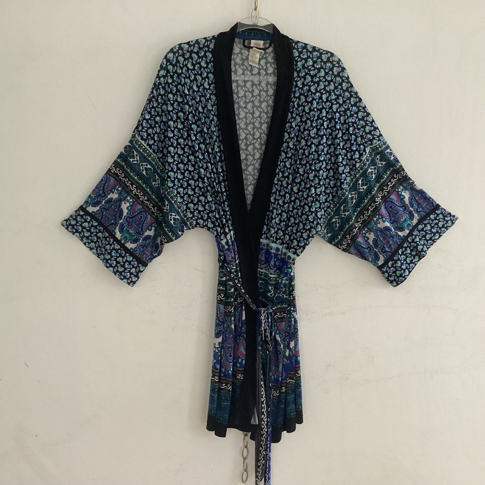 In Bloom By Jonquil Blue And Black Print Robe L